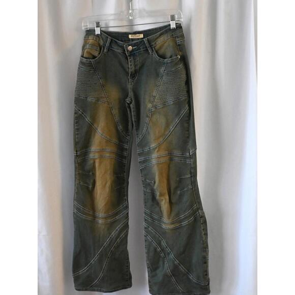 Vintage Machine Distressed Moto Style Jeans - Picture 2 of 7